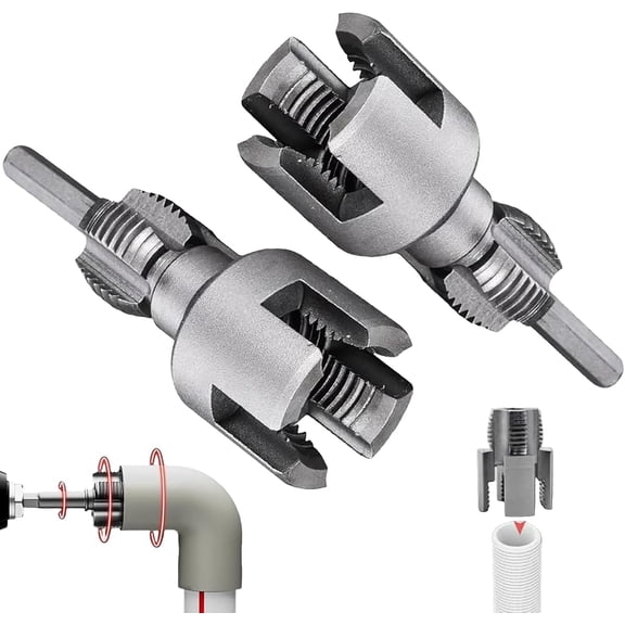 Internal & External Pipe Threading Tool Kit with 1/2" & 3/4" Dies, Drill Compatible PVC Plastic Pipe Thread Cutter for Home Plumbing Repair and DIY Projects