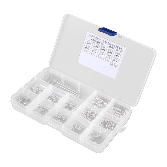 Internal Hexagonal Drives Cup-Point Screws Assortment set Allen Head Screws Socket Head Screws Grub Screw Set 240pcs/set