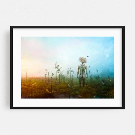 Internal Landscapes - Digital Art Surrealism Fantasy Mystical Nature Landscape Butterfly Black Framed Wall Art Print 24 x 36 inches