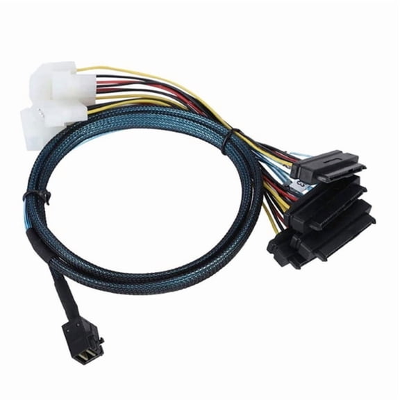 Internal Mini SAS SFF 8643 to 4x 29Pin SFF 8482 Connectors with Big 4P Power Cable for Server