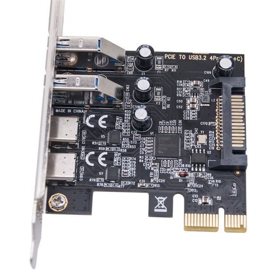 Internal PCIE 1X To USB Expansion Card USB 3.2 Gen1 Type C And USB Hubs Card With Metal Brackets
