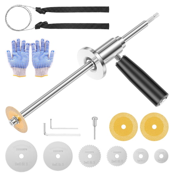 Internal Pipe Cutter for Narrow Spaces, HSS PVC Cutting Tool Kit with Depth Scale & Guide, Plumbing Repair Set for HVAC (Includes Blades & Gloves)