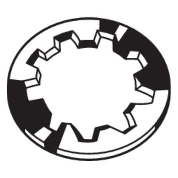 Internal Tooth Lock Washer, For Screw Size #4 Steel, Zinc Plated Finish, 100 PK