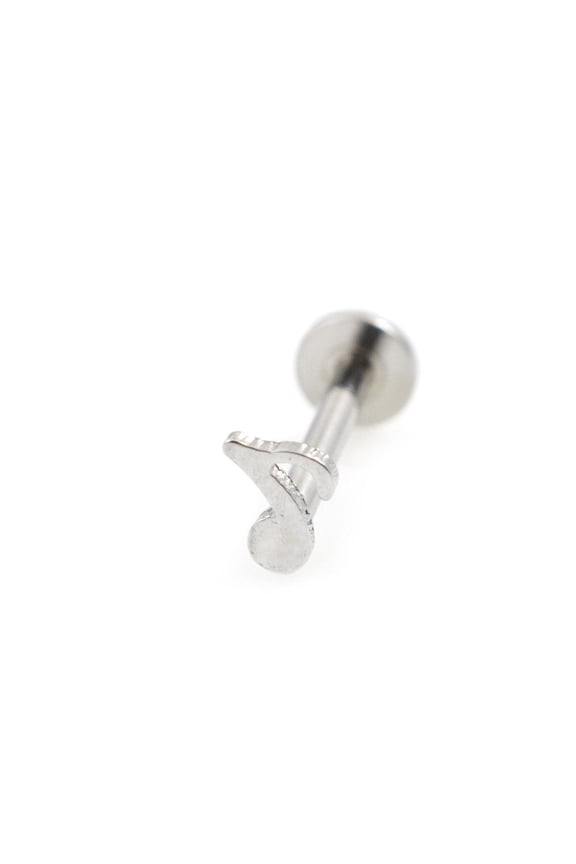 Internally Threaded Labret Jewelry with Music Note Design 16g