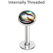 Internally Threaded Stainless Steel Abalone Flat Top Labret