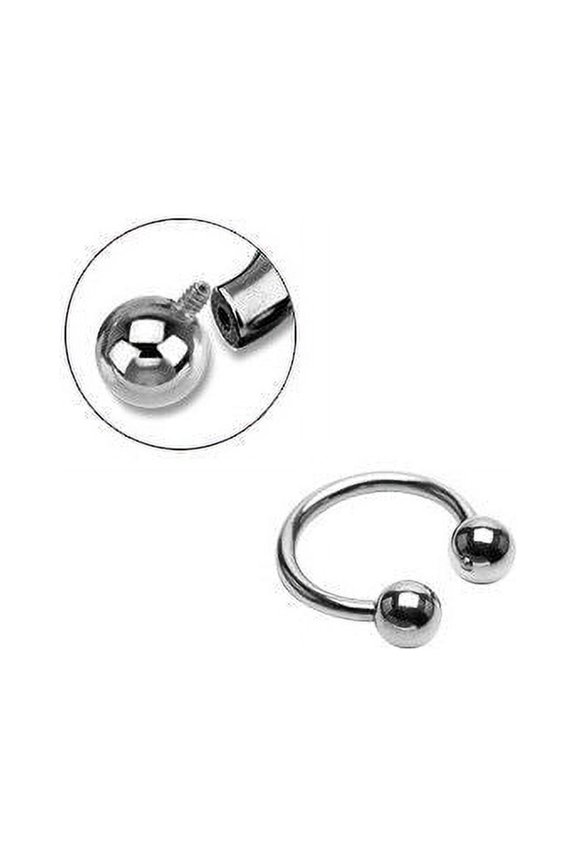 Internally Threaded Surgical Steel Horseshoe Ring - 16G - 00G
