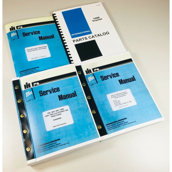 International 1586 Tractor Service Manual Parts Catalog Chassis Engine Ovhl Set