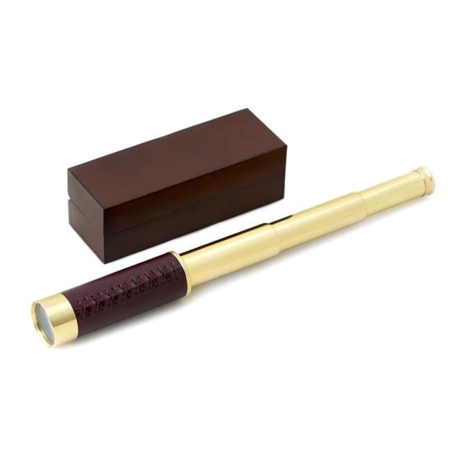 Brass Telescope with Leather Trim and Wood Box
