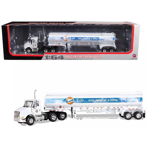 International 8600 GULF with 42' Fuel Tank Trailer 1/64 Diecast Model by First Gear