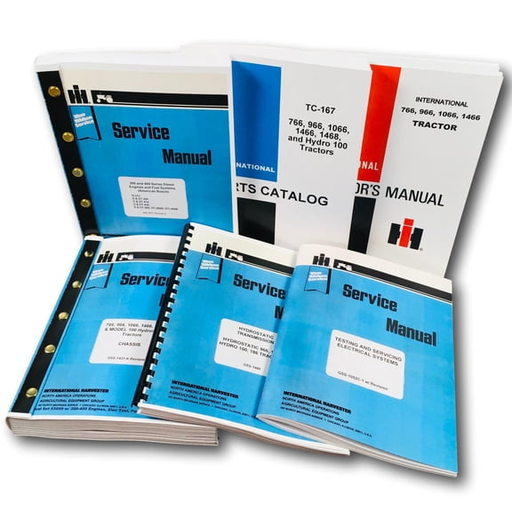 International 966 1066 Hydrostatic Tractor Service Parts Operators Manual Set Oh