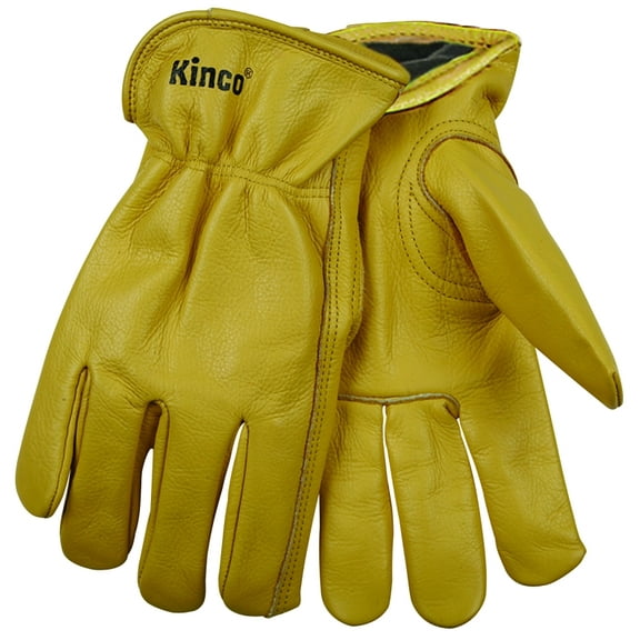 International 98RLL Grain Cowhide Gloves, Black Fleece Thermal Lining, Keystone Thumb, Shirred Elastic Back, Large
