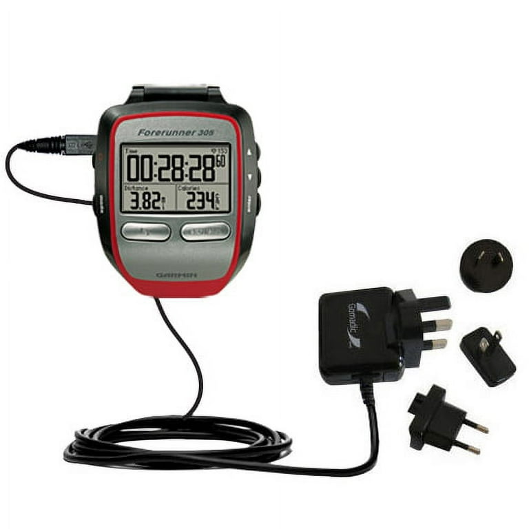 International AC Home Wall Charger suitable for the Garmin Forerunner 305 10W Charge supports wall outlets and voltages worldwide Uses Gomadic Bra