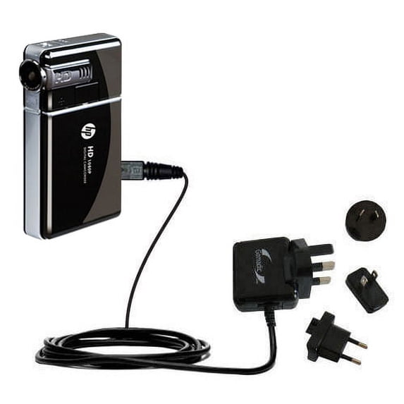 International AC Home Wall Charger suitable for the HP V5040u Camcorder - 10W Charge supports wall outlets and voltages worldwide - Uses Gomadic Brand
