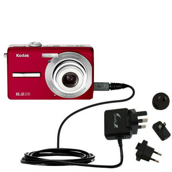 International AC Home Wall Charger suitable for the Kodak M863 - 10W Charge supports wall outlets and voltages worldwide - Uses Gomadic Brand TipExcha