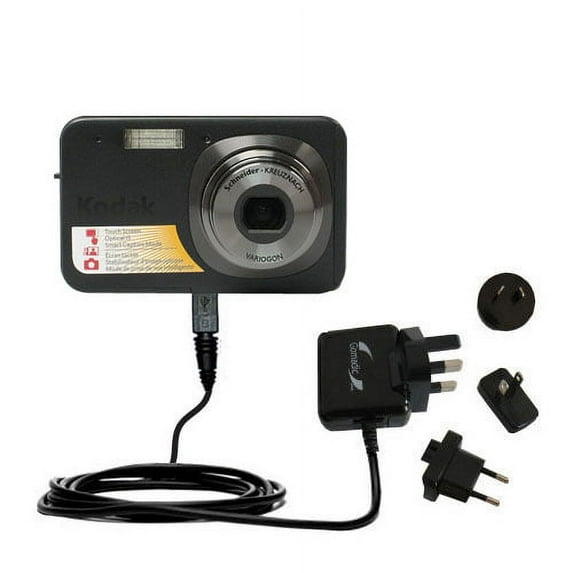 International AC Home Wall Charger suitable for the Kodak V1073 - 10W Charge supports wall outlets and voltages worldwide - Uses Gomadic Brand TipExch