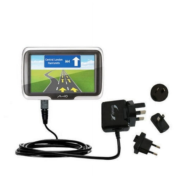 International AC Home Wall Charger suitable for the Mio Spirit 475 Full Europe - 10W Charge supports wall outlets and voltages worldwide - Uses Gomadi