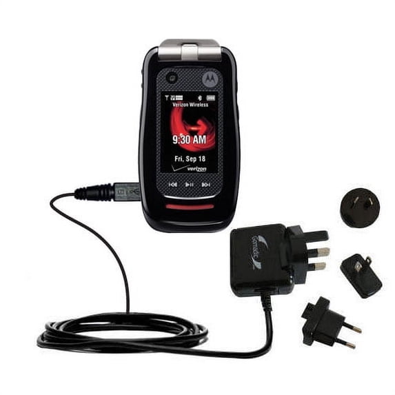 International AC Home Wall Charger suitable for the Motorola Barrage V860 - 10W Charge supports wall outlets and voltages worldwide - Uses Gomadic Bra