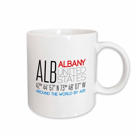 3drose, International Airport Code Alb, Albany, New York, United States, 11oz Mug
