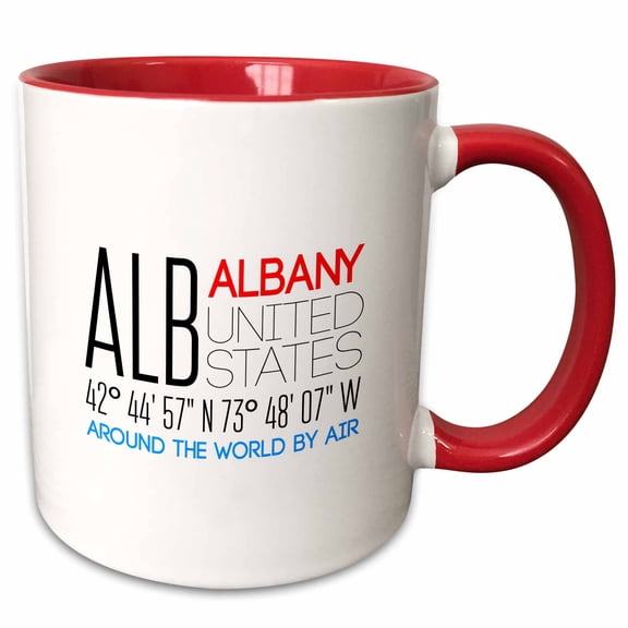 3drose, International Airport Code Alb, Albany, New York, United States, 11oz Two-tone Red Mug