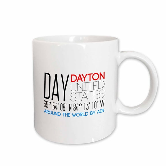 3drose, International Airport Code Day, Dayton, Ohio, United States, 15oz Mug