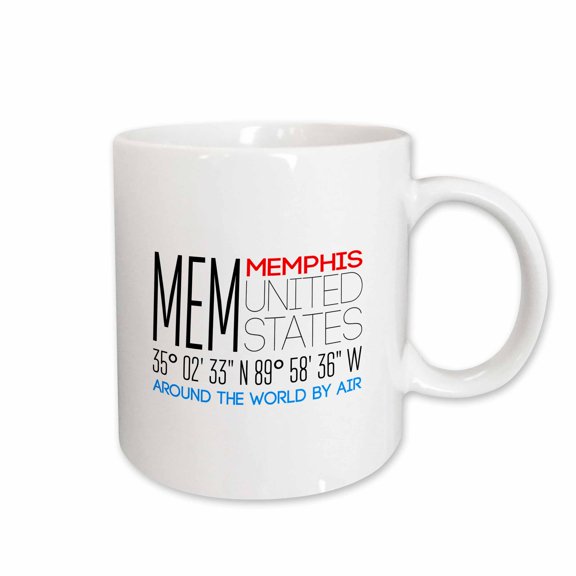 3drose, International Airport Code Mem, Memphis, Tennessee, United States, 15oz Mug