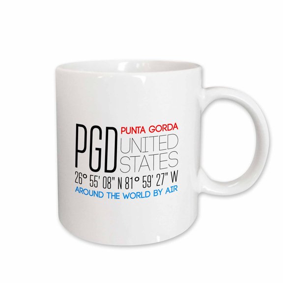 3drose, International Airport Code Pgd, Punta Gorda, Florida, United States, 15oz Mug
