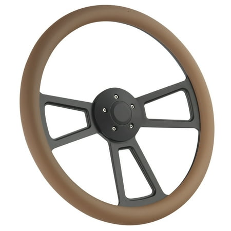International - All Models 18" Polished Billet & Half Wrap Steering Wheel Big Rig Truck - Tan - THB5