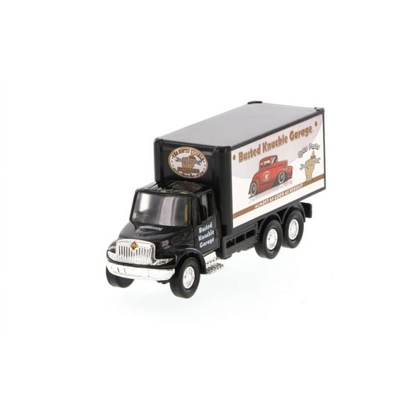 International Busted Knuckle Garage Delivery Box Truck, Black - Showcasts 2112BKG-1 - 5.25 Inch Scale Diecast Model Replica (Brand New, but NOT IN BOX)