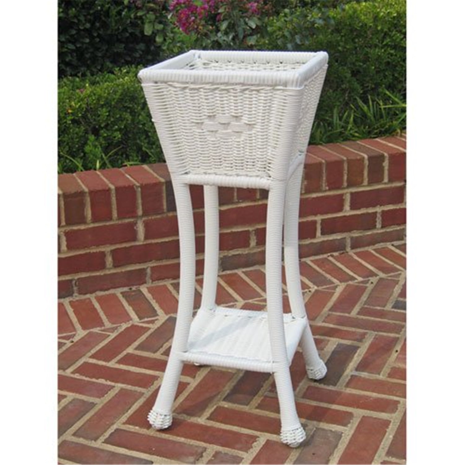 White PVC Resin Two-Tier Square Plant Stand