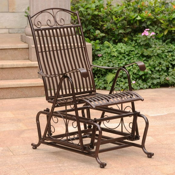 International Caravan Mandalay Single Iron Patio Glider in Bronze
