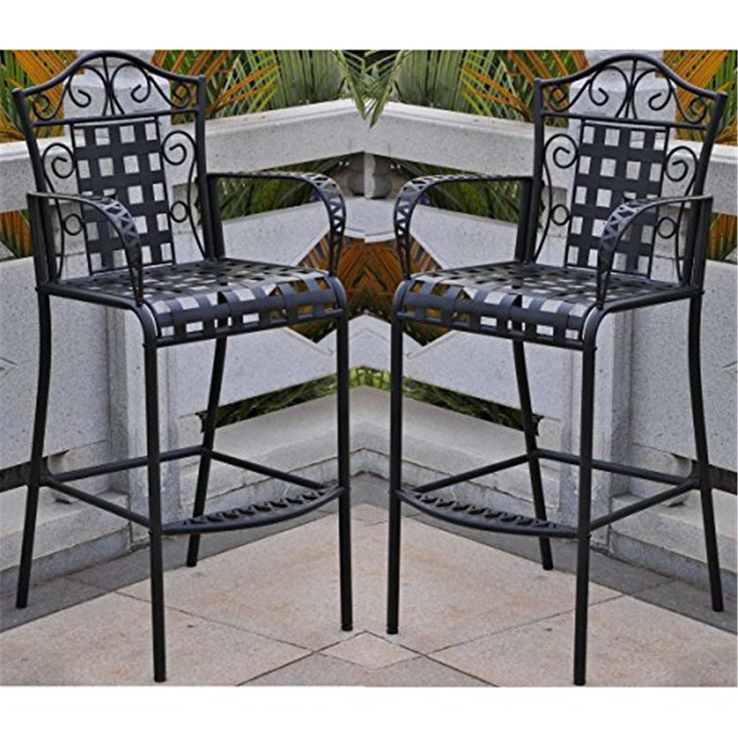 International Caravan Set of 2 Mandalay Iron Bar Height Chair International Caravan Set of 2 Mandalay Iron Bar Height Chair