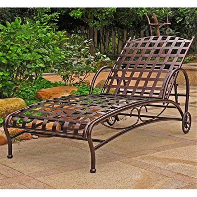 International Caravan Santa Fe Wrought Iron Single Chaise Lounge, Multi ...