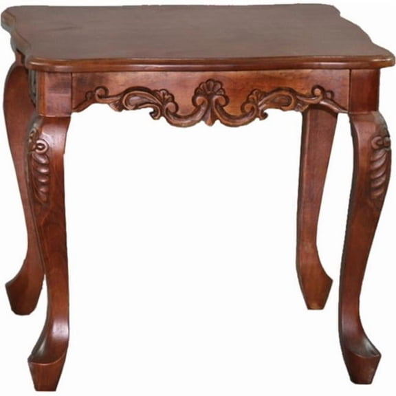 International Caravan 3862 Carved Wood Square End Table