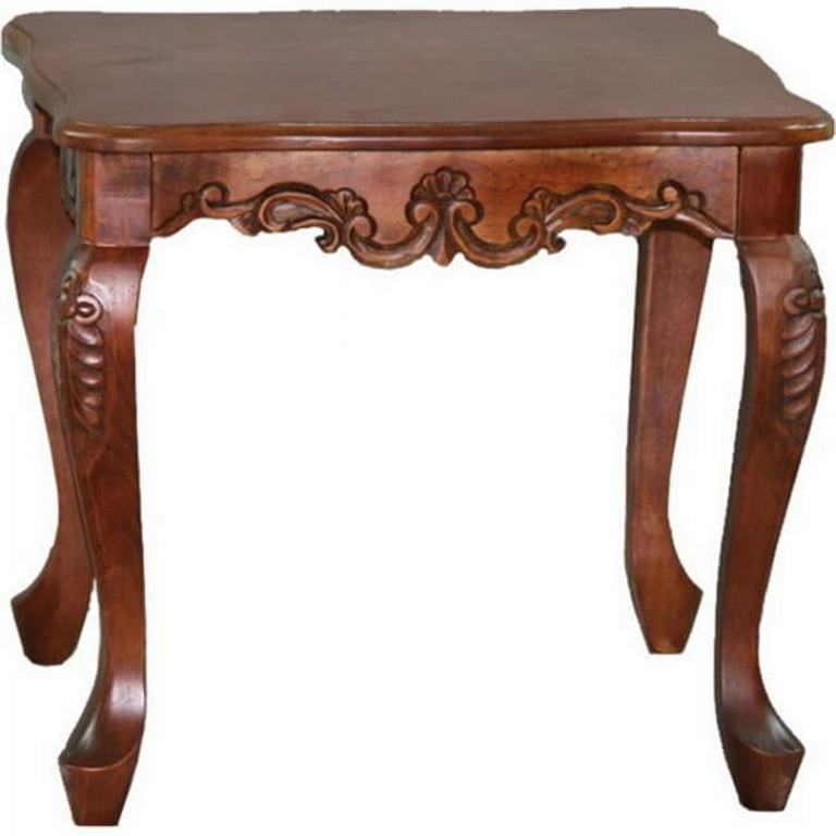 International Caravan Carved Wood Square Table International Caravan Carved Wood Square Table