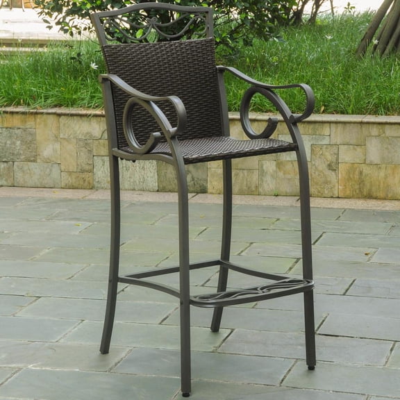 International Caravan Valencia 32" Patio Bar Stool in Chocolate (Set of 2)