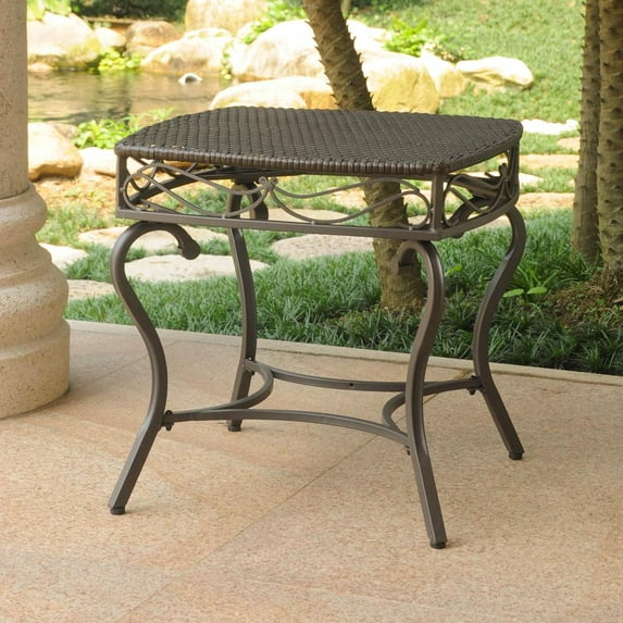 International Caravan Valencia Resin Wicker/Steel Square Round Side Table