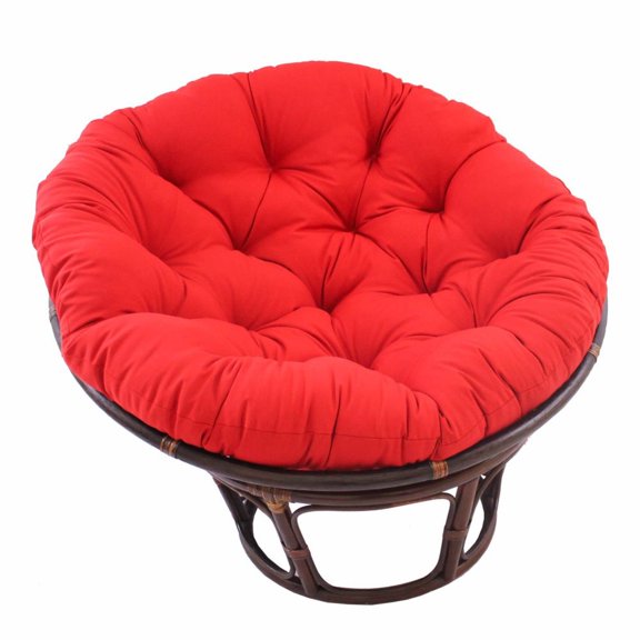 International Caravan 42-Inch Rattan Papasan Chair with Solid Twill Cushion