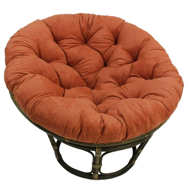 International Caravan 42 in. Rattan Papasan Chair with Micro Suede