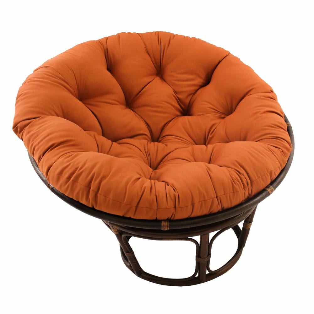 42" Spice Rattan Papasan Chair with Tufted Cushion
