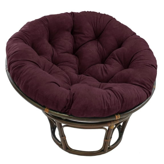 42-inch Rattan Papasan Chair with Solid Micro Swede Cushion - Ultra Violet