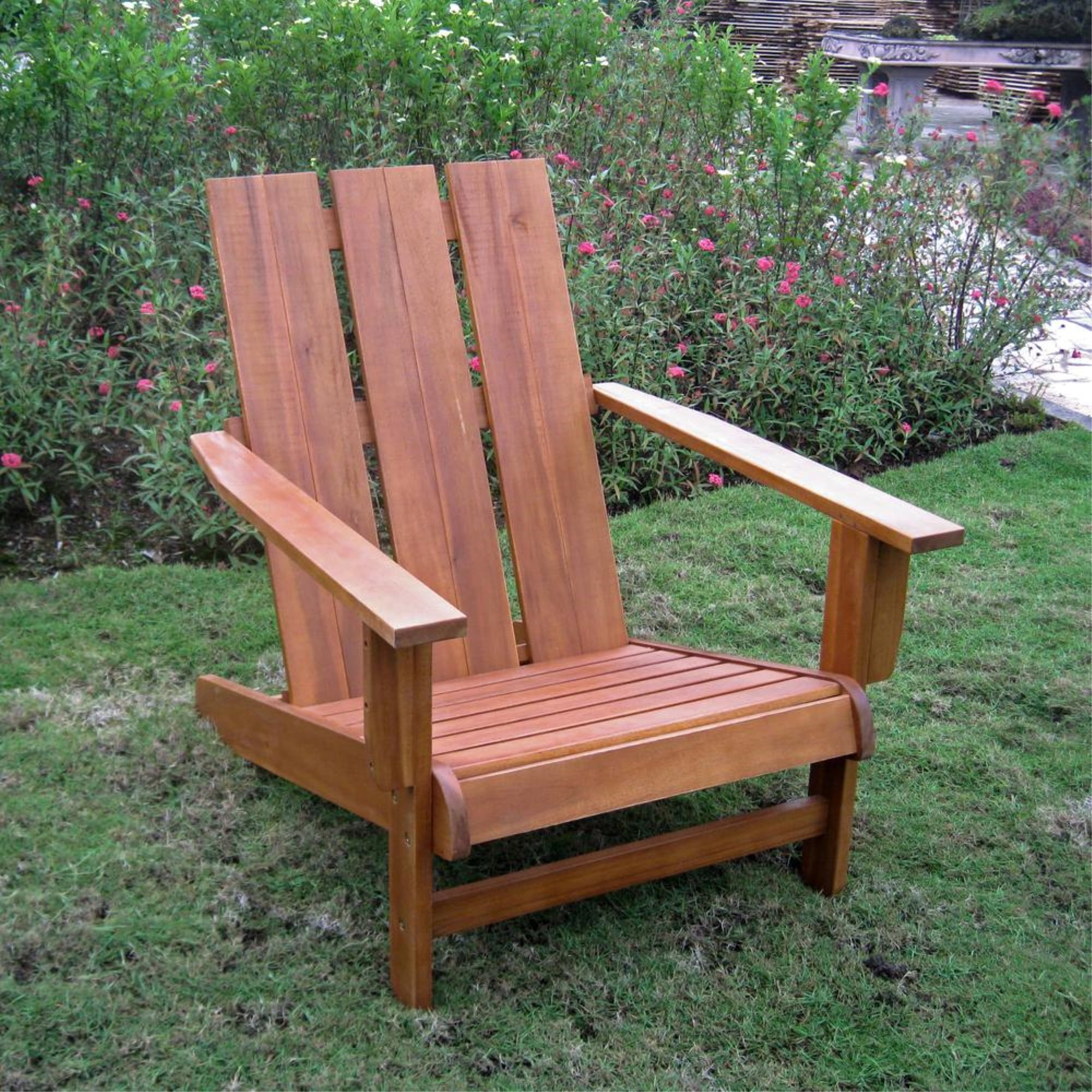 Royal Fiji Acacia Large Square Back Adirondack Chair with Antique Hand Scraped Finish - Rustic Brown