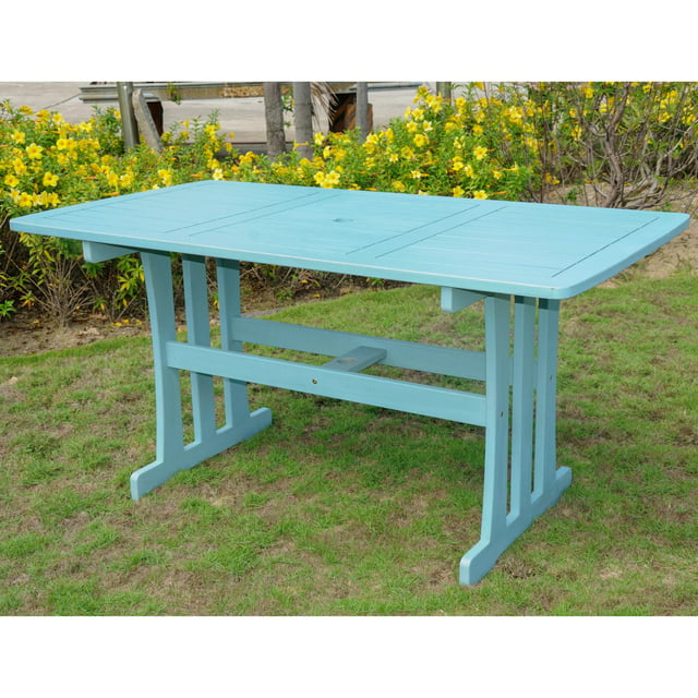 International Caravan  Acacia Rectangular Dining Table, Sky Blue