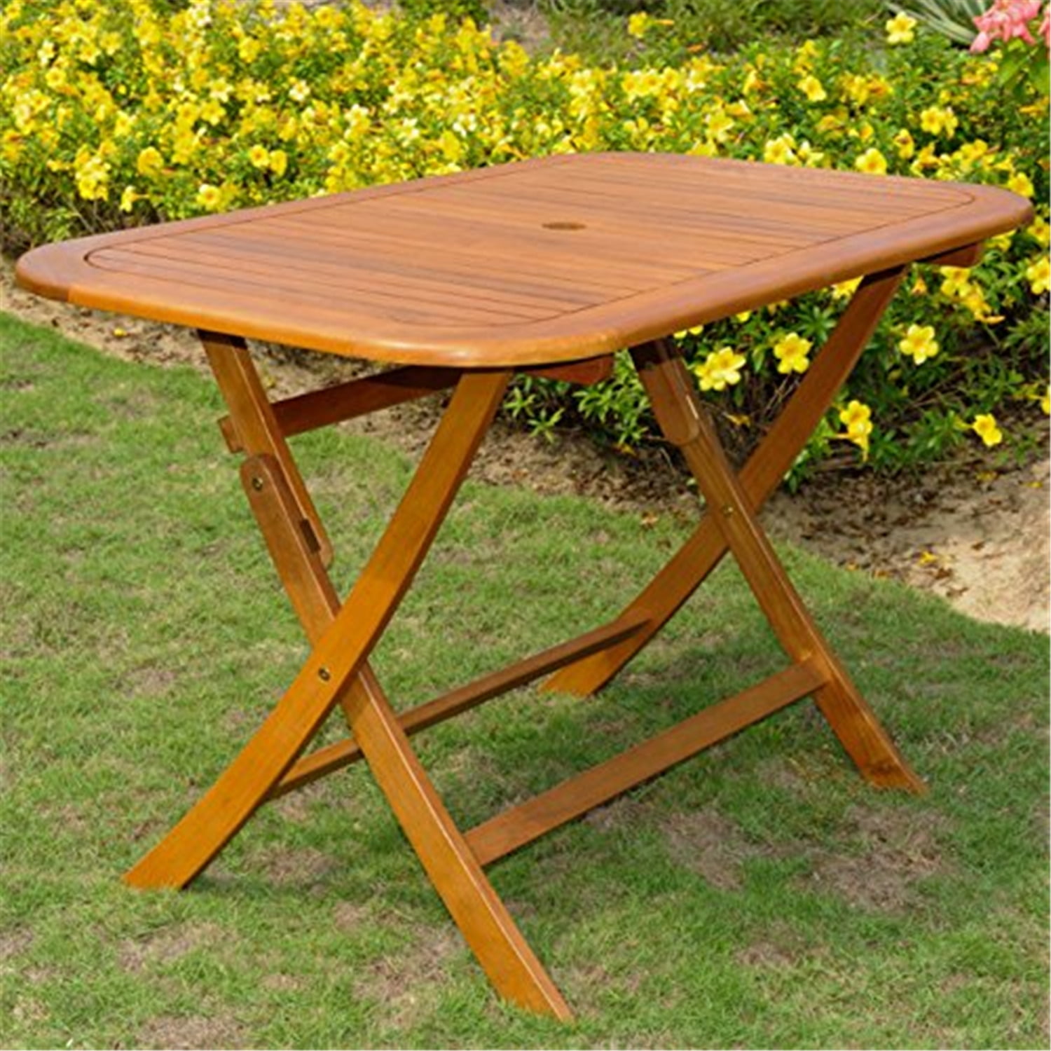 Brown Stain Acacia Rectangular Folding Outdoor Table