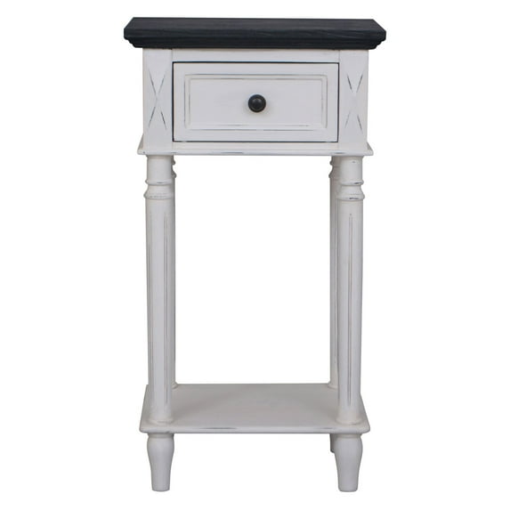 Ashbury One-Drawer Lamp Table Antique White/Black