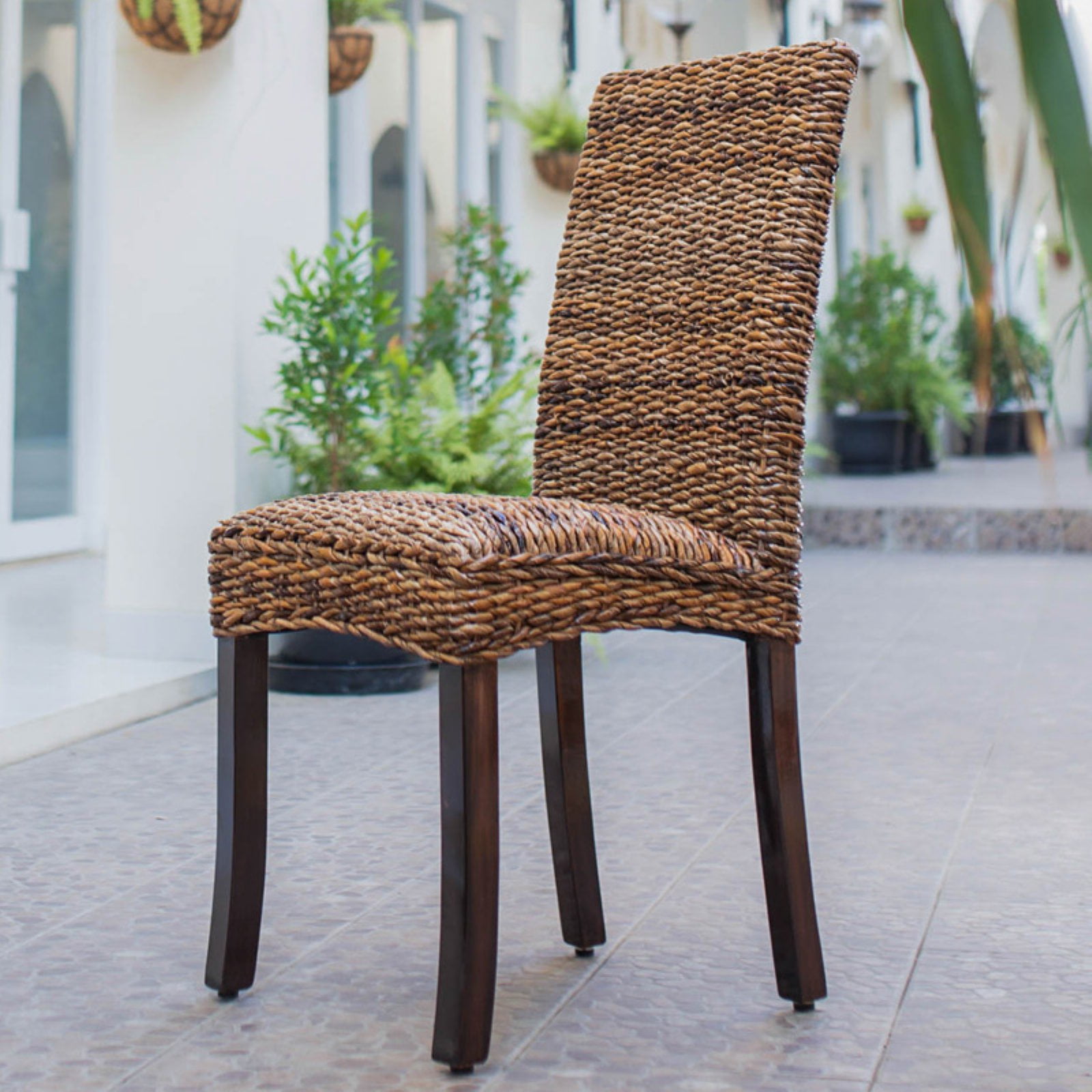 Exotic Mahogany Upholstered Parsons Dining Side Chair - Set of 2
