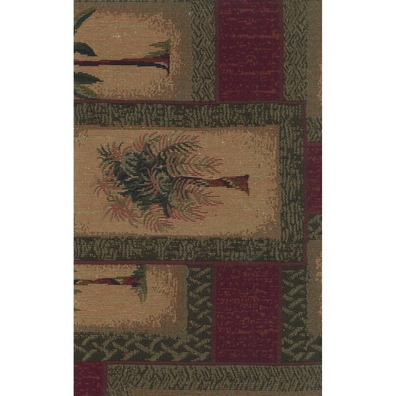 International Caravan Bali Rattan Double Papasan Chair with Tapestry Cushion Palm Springs Abstract