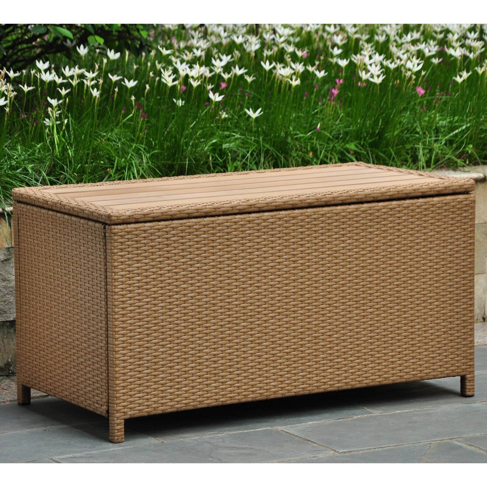 International Caravan Barcelona 42 in. Resin Wicker 80 Gallon Outdoor Storage Trunk Walmart