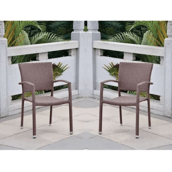 International Caravan Barcelona Contemporary Resin Wicker Patio Chair Set of 2
