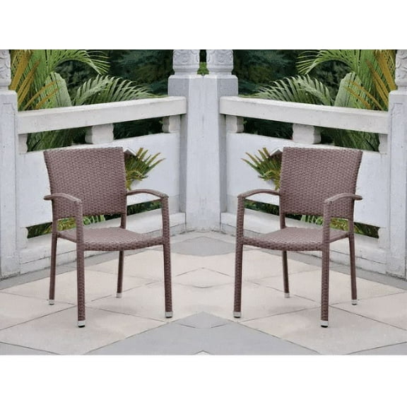 International Caravan Barcelona Contemporary Resin Wicker Patio Chair Set of 2