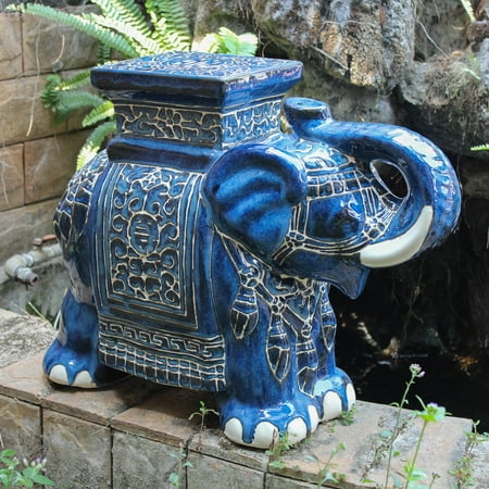 International Caravan Bombay Porcelain Elephant Garden Stool